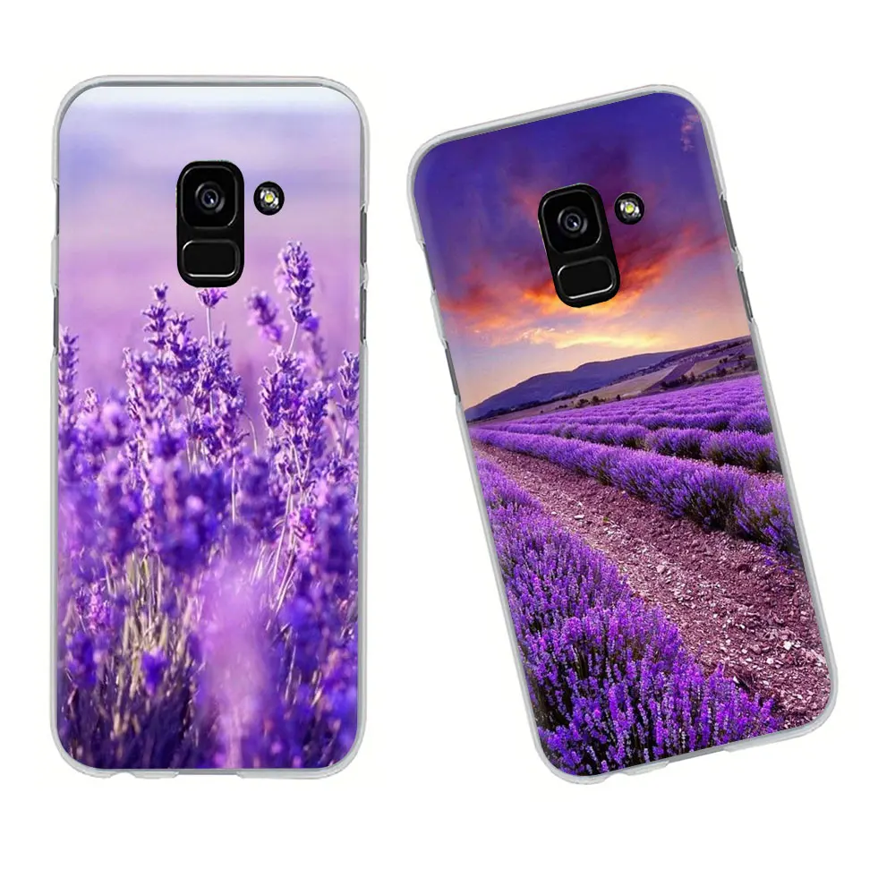 Простой Твердый чехол для телефона с фиолетовыми цветами лаванды Samsung Galaxy A6 plus 7 8 9