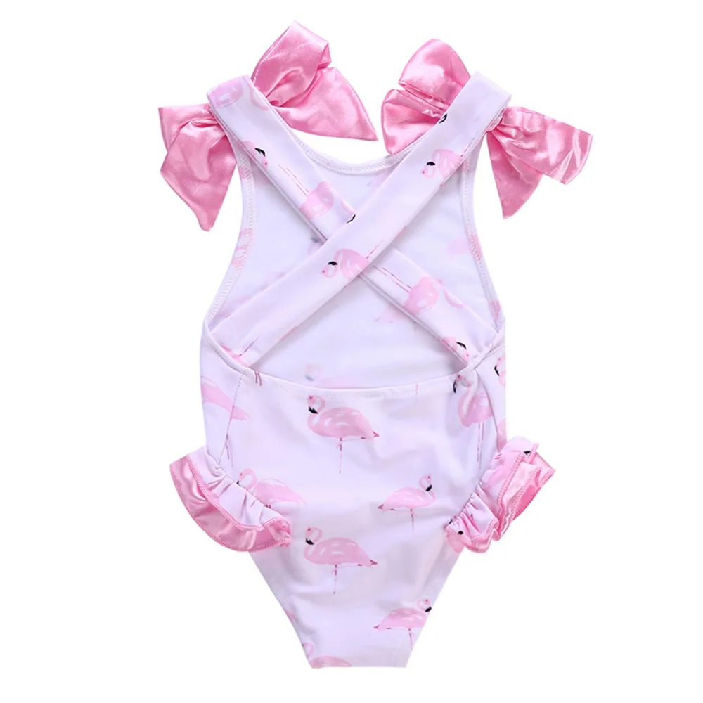 Puseky 2018 для маленьких девочек двойным бантом лебединые Купальники цельные