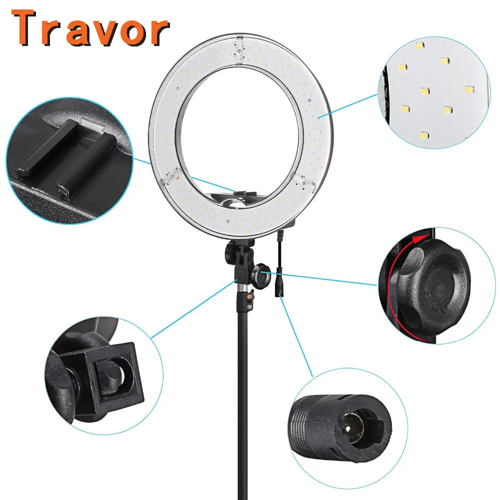 Travor 240 1" 5500 K светодиодный кольцевой свет макияж светодиодный студийный видео свет круглая лампа для фото DSLR камеры 2 м штативы с диффузором