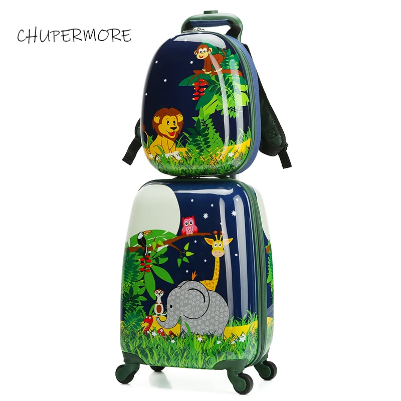 Chupermore милый мультяшный детский Багаж на колесиках, набор Спиннер, многофункциональный студенческий Детский рюкзак для девочек и мальчиков, чемодан на колесиках