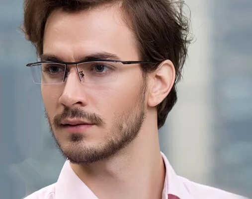 

Titanium Half Rimless Eyeglass Frame Men Spectacles Glasses Eyewear Rx able