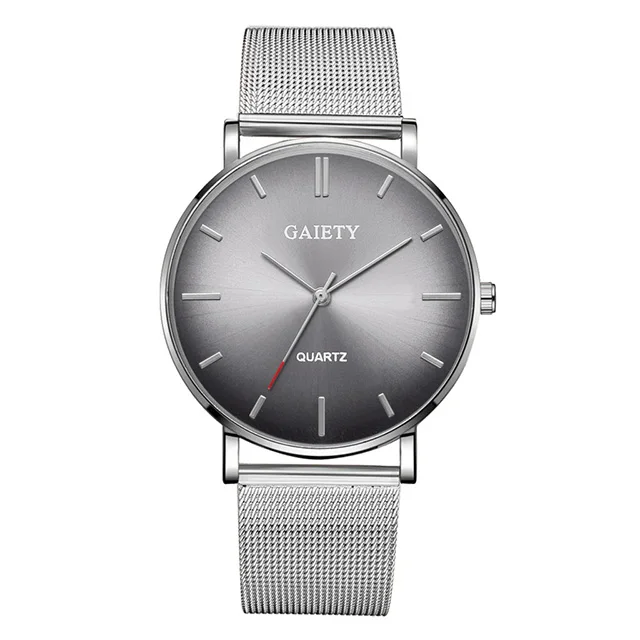 silver grey silver Мужские градиентные часы Aurora Модные мужские s часы лучший бренд класса люкс ультра тонкие кварцевые мужские наручные часы повседневные сетчатые стальные мужские часы - Цвет: silver grey silver