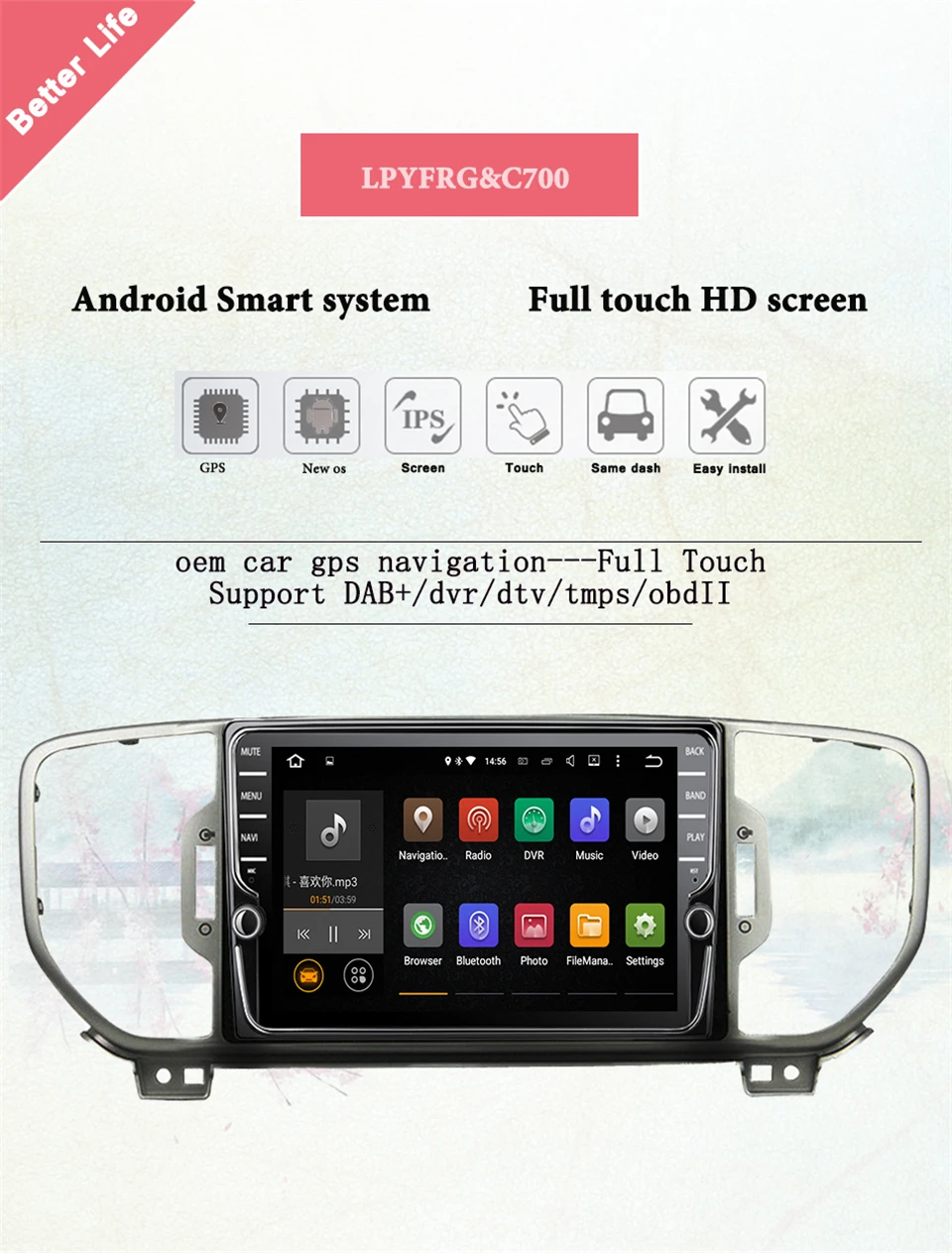 Android 9,1 автомобильный dvd для KIA sportage kx5 gps навигация автомобильный Радио Видео Стерео Мультимедиа Плеер Восьмиядерный 4+ 64 ГБ