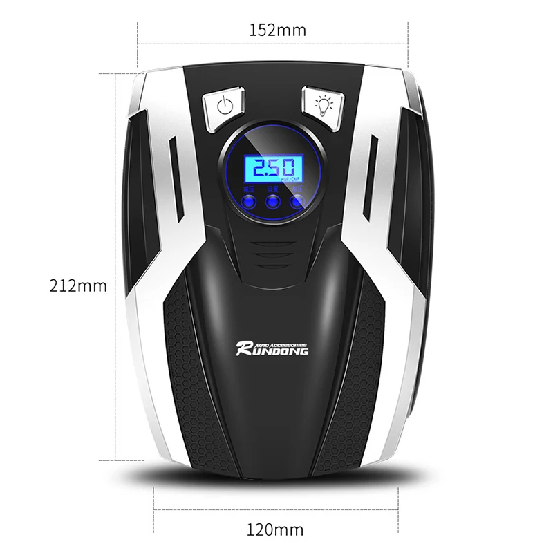 Rundong авто аксессуары Ac-980 серебристый, АБС-пластик, автомобильный надувной насос автомобильный насос перекачки автомобиля, украшенное мозаикой из драгоценных камней, 12V электрический шин цифровой Дисплей туфли-лодочки