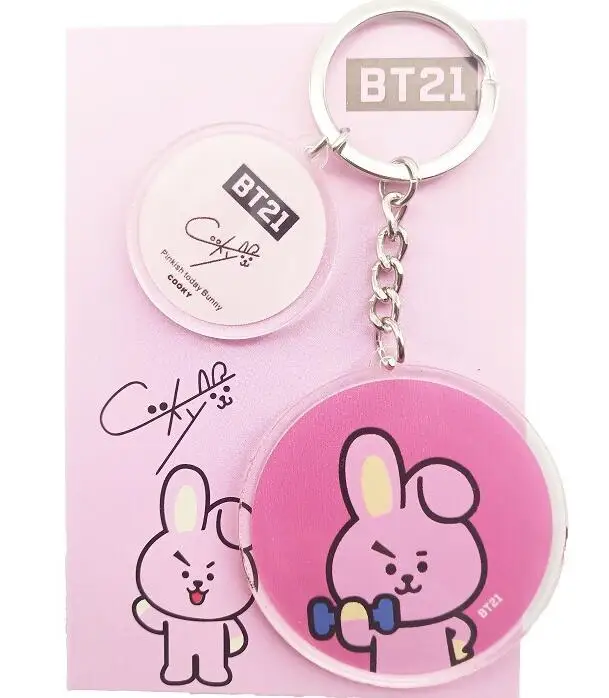 Новый 1 компл. Мультфильм BTS bt21 милые брелок для ключей ювелирные аксессуары