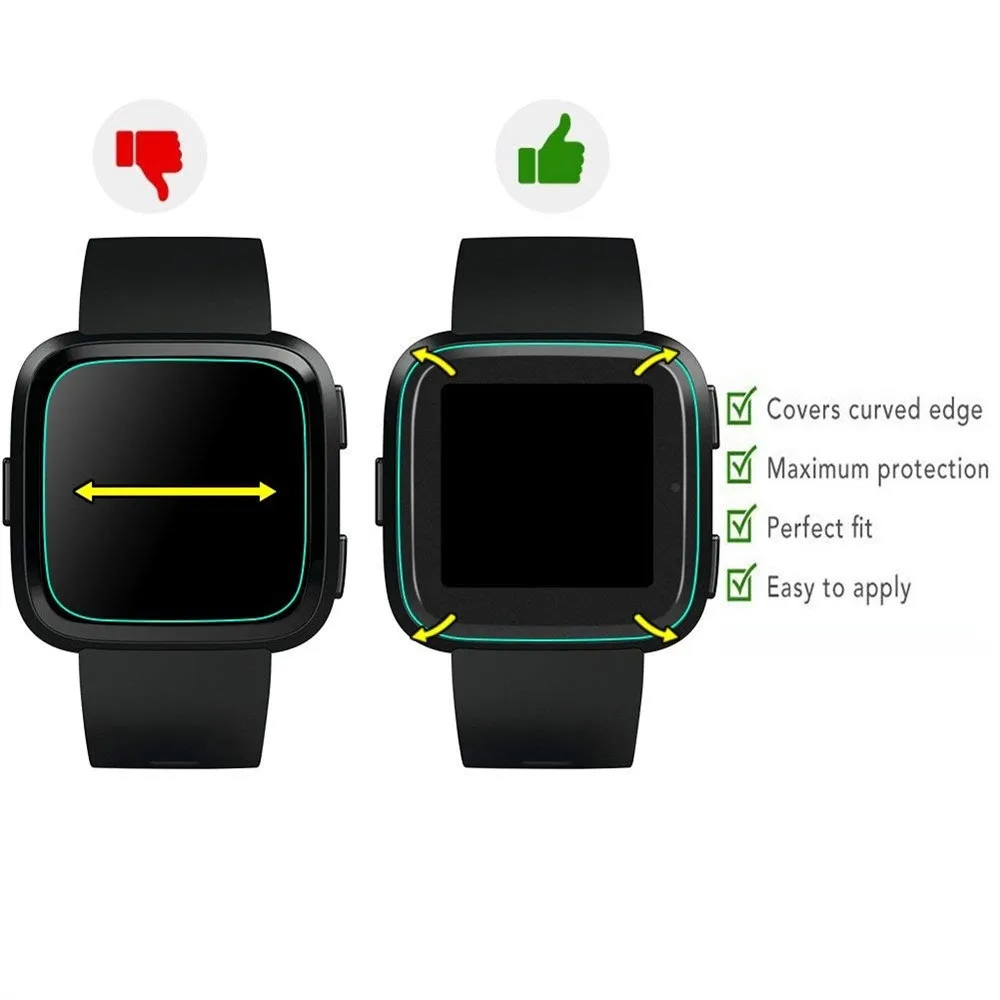 Защита для экрана часов смарт-часов Fitbit Versa полное покрытие изогнутый край 9H 3D