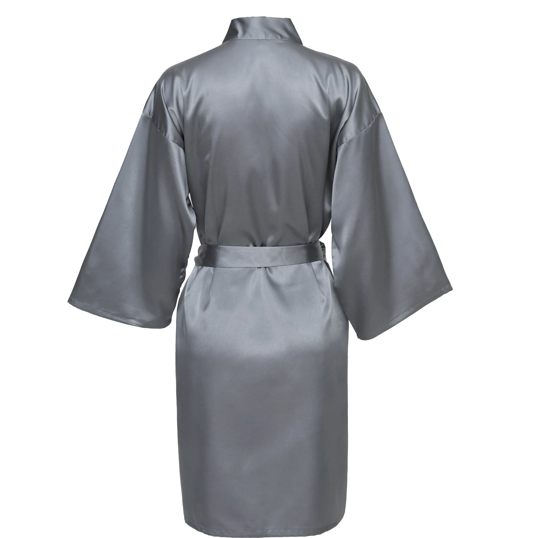 Grey YUXINBRIDAL цвета однотонные халаты атласный шелковый халат атласный Свадебный халат невесты убранство халат подружки невесты белый - Color: Grey