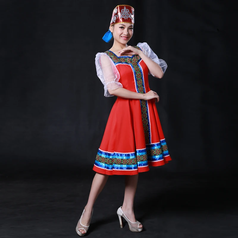 На заказ, русские народные танцевальные костюмы с головным убором, русская сценическая танцевальная одежда, розничная и HF1276