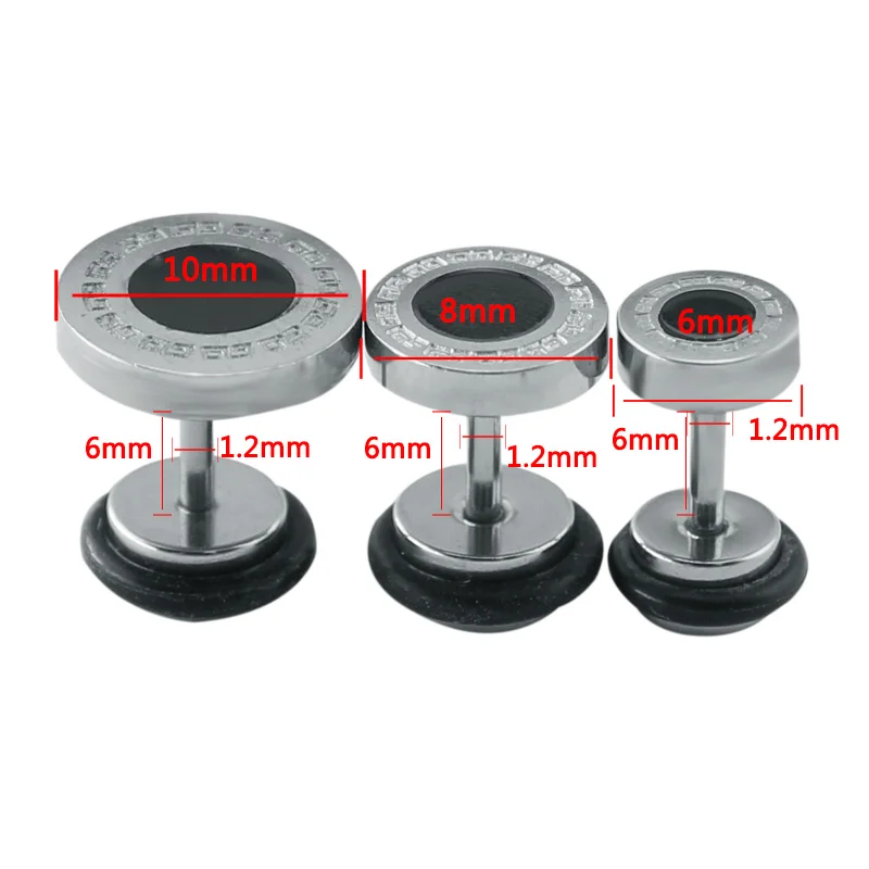 Серьги гвоздики круглые из нержавеющей стали ювелирное украшение для ушей 16