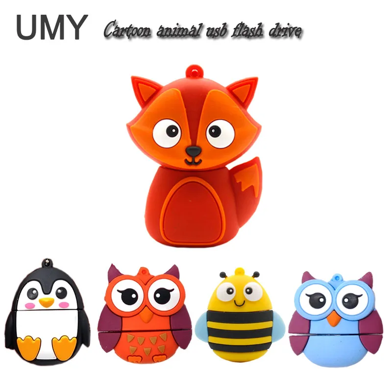 Usb флеш накопитель Pendrive с мультяшными животными 4 ГБ 8 16 32 64 милый лисой Пчелой
