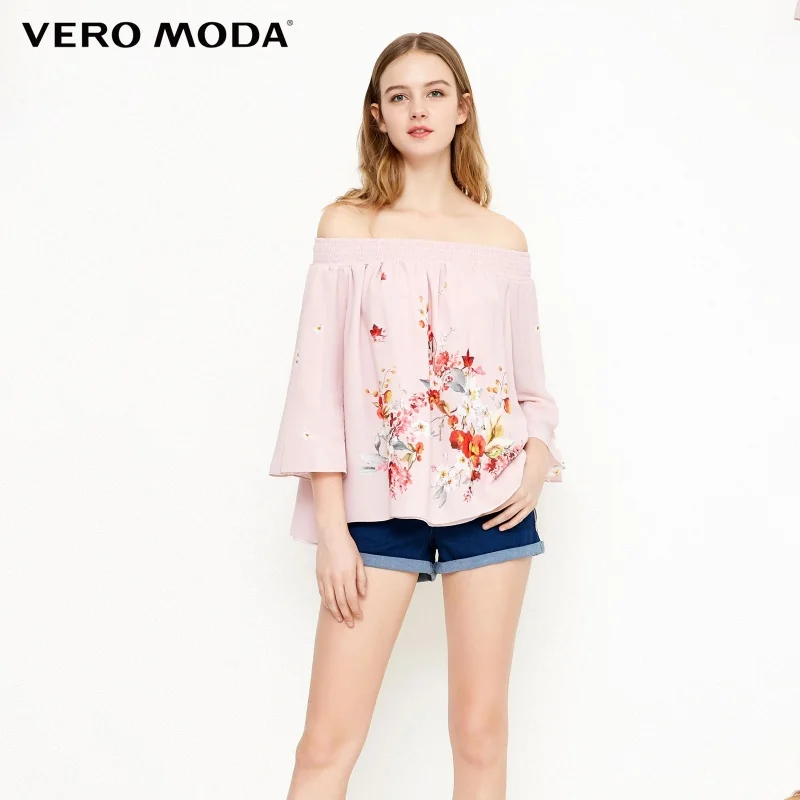 Vero Moda 2019 весна лето новый чернильный принт шифоновая рубашка | 318158516