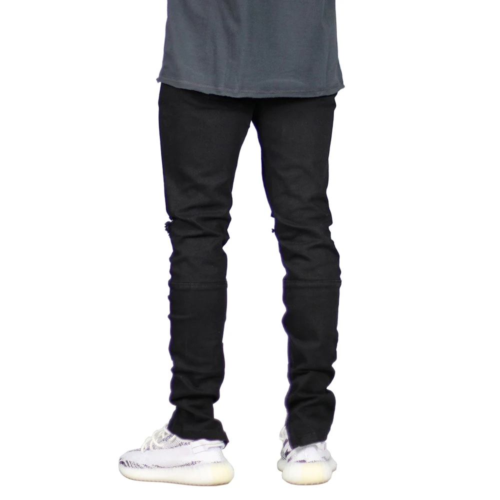 New Men's Ripped Side Ankle Zipper Skinny Stretch Fashion Jeans