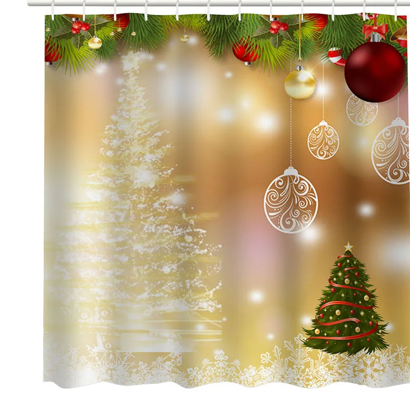 Рождественские украшения Xmas домашняя занавеска для душа Санта Клаус Снеговик дерево ясная печатная Шторка для ванной содержит