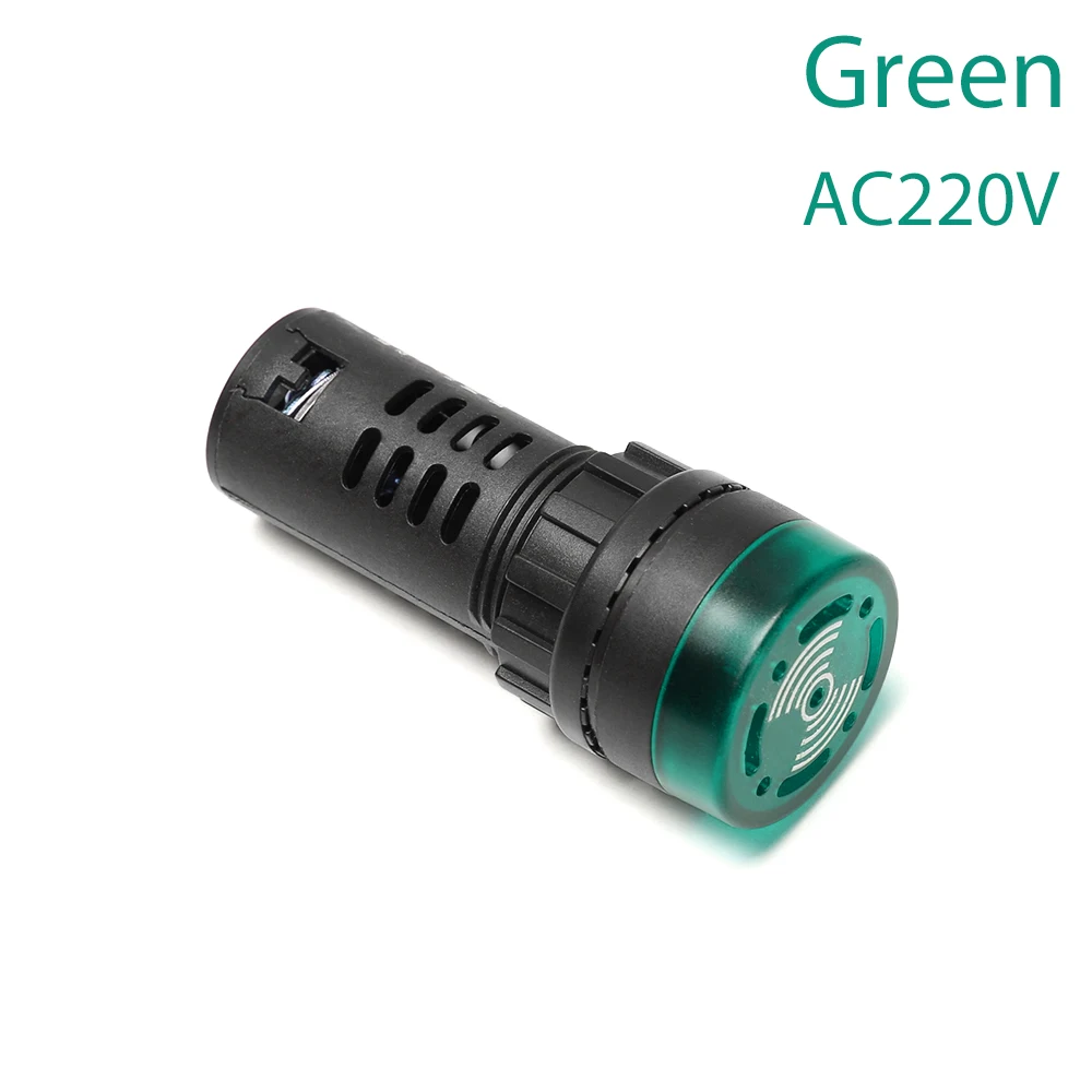 220V Green 12/24/220 В красный зеленый желтый светодиодный световой сигнал индикатор зуммера лампа AD16-22SM светодиодный световой сигнал Индикатор сигнальная лампа с зуммером - Цвет: 220V Green