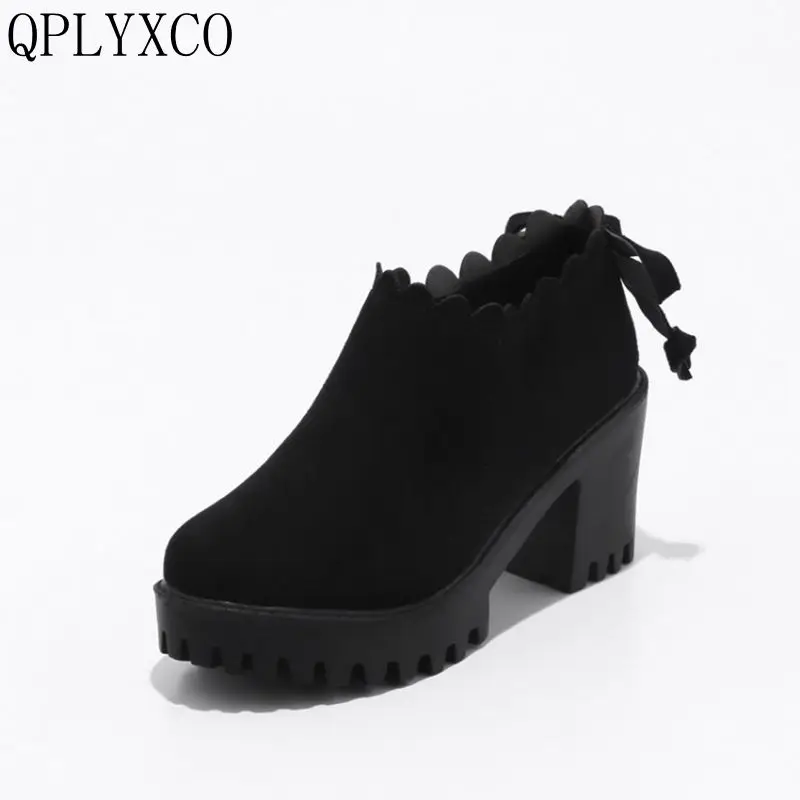 Женские ботильоны на платформе QPLYXCO однотонные высоком каблуке с