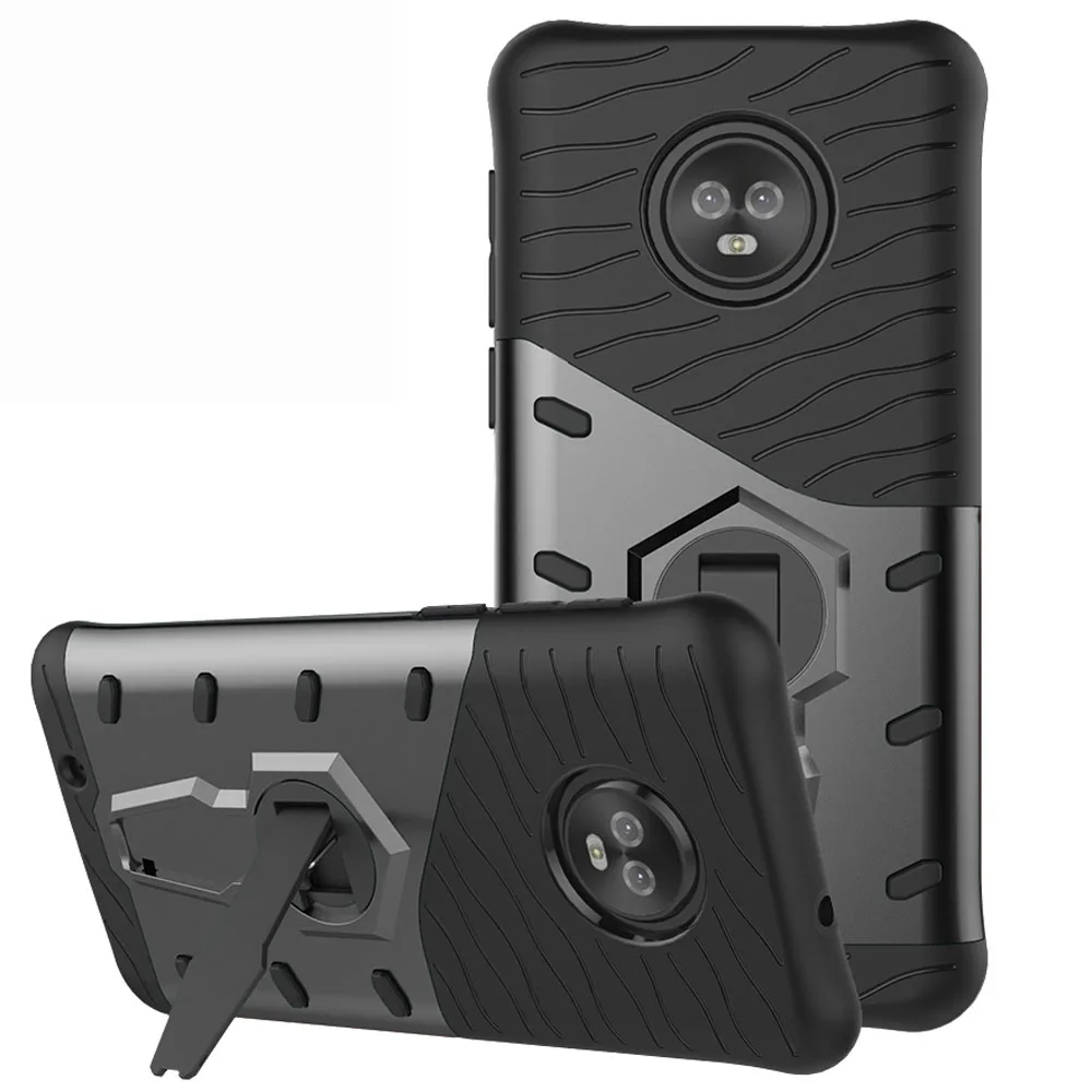 Двухслойный Гибридный армированный чехол для Motorola Moto G6 с поворотной подставкой