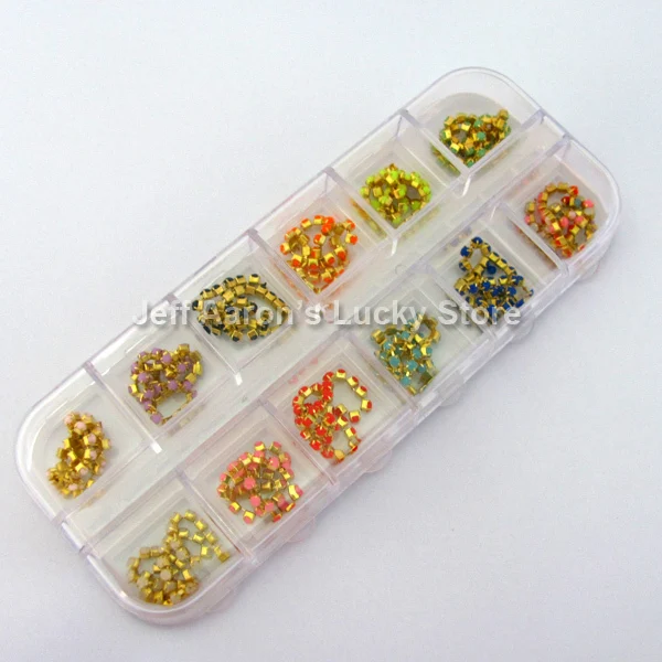 60 шт. 12 цветов 3d акриловые украшения для дизайна ногтей стразы бусины цепочка