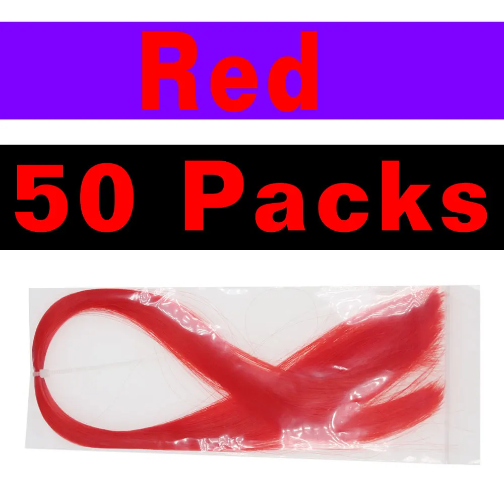 red 50 packs Bimoo 50 пакетов синтетический волоконный стример для мягкого изготовления приманки Sabiki Fly Jigs крючки рыболовный крючок Бактейл материал для рыбалки - Цвет: red 50 packs