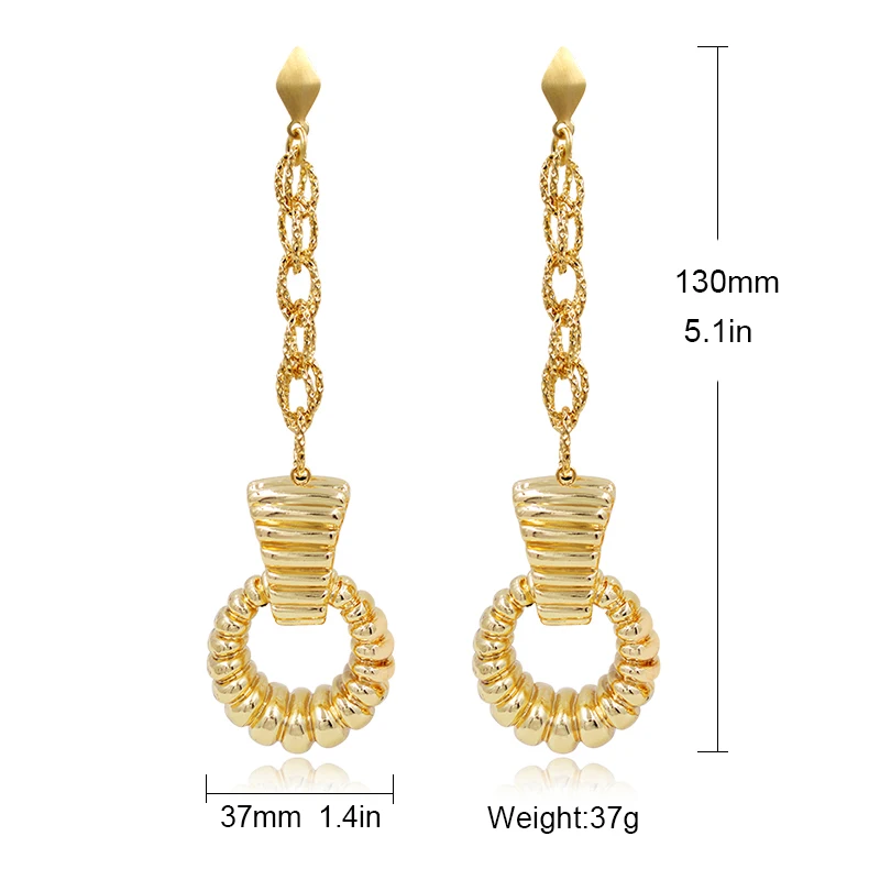 

Sunny Jewelry Fashion Jewelry 2020 Long Drop Dangle Earrings For Women Copper High Quality Face Stripe For Party Wedding Daily