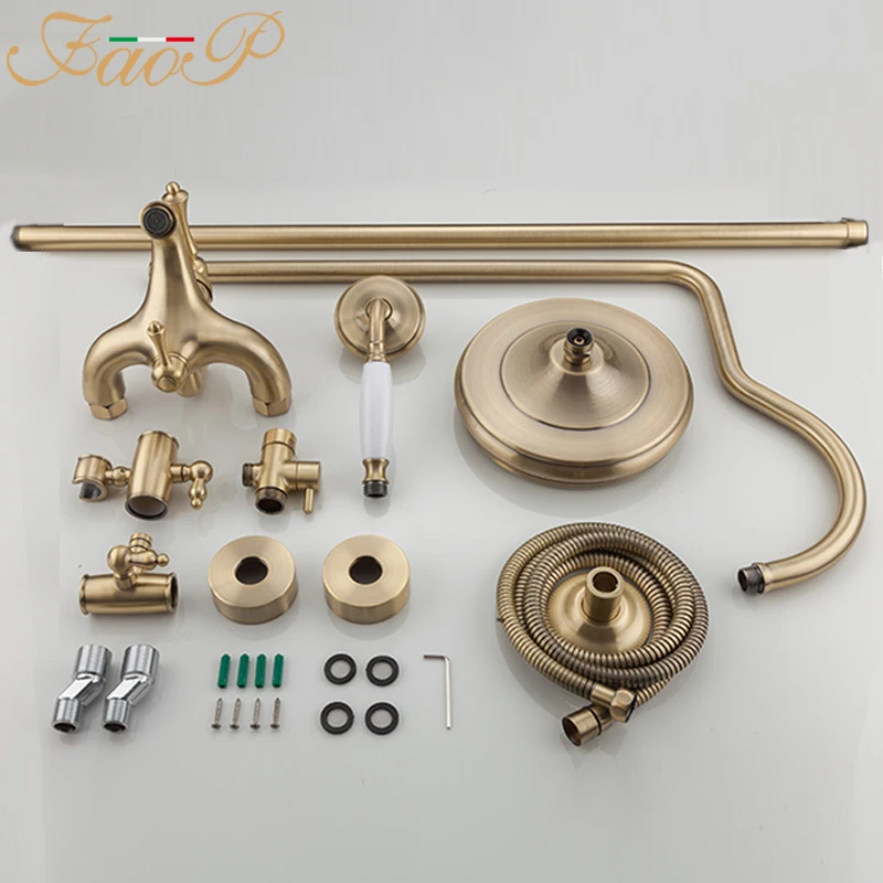 FAOP смеситель для душа Золотой ванной комнаты комплект Роскошный водопад