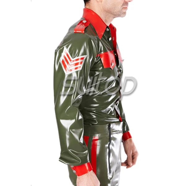 sexy latex uniform style RUBBER LATEX trousers costume military cosplay man male