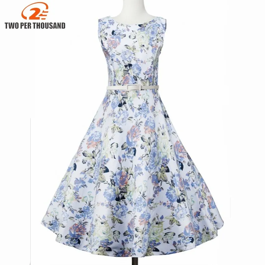 Платье с цветочным принтом Two Pro thoussure синее винтажное платье без рукавов|Женские