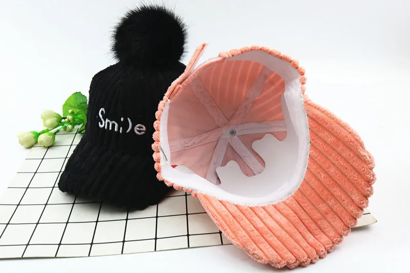 Новинка 2018 толстая Вельветовая детская шапка зимняя теплая Симпатичная