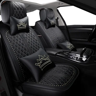 Beige line luxury Полный набор универсальных кожаных чехлов для автомобильных сидений для geely SX5 SX7 TX4 GC9 GX7 LC Gleagle Panda газ Волга 33105 3102 - Название цвета: Beige line luxury