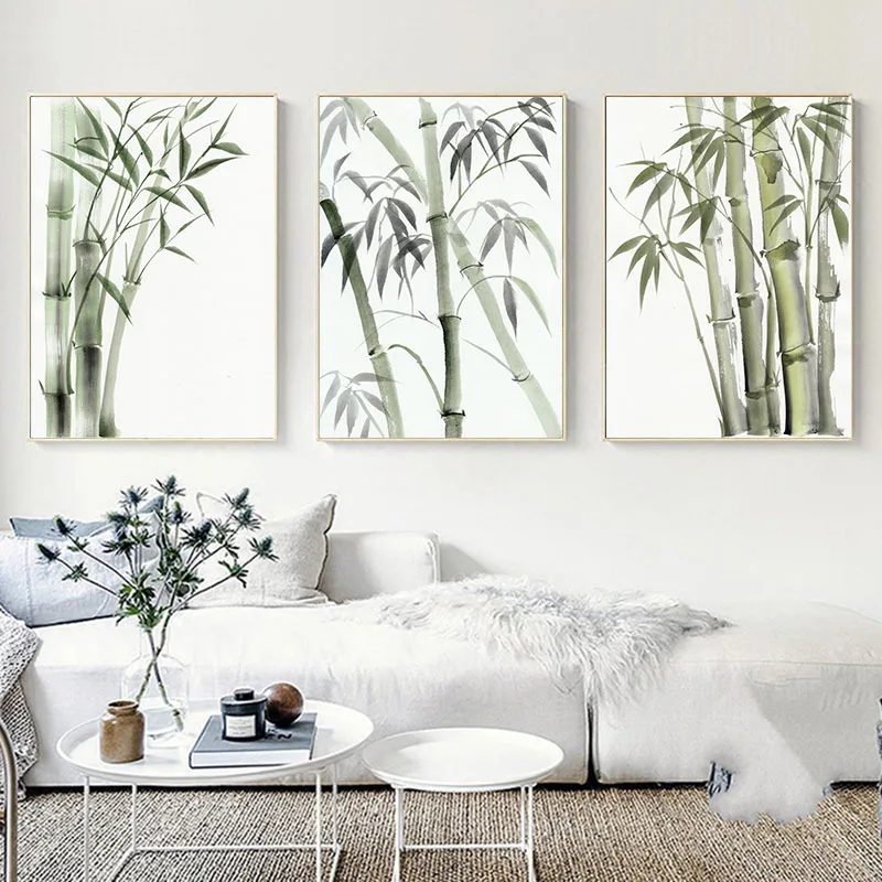 Chinese Style Watercolor Bamboo Wall Poster Zen Modern Canvas Art Print Painting Contemporary Home Office Decoration Picture | Дом и сад
