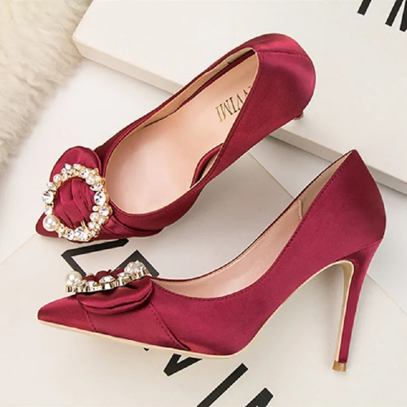 

Women Fashion Sweet Comfortable Spring Slip on High Heel Pumps Bridal Sexy Wedding Party High Heels Frauen High Heels E5318