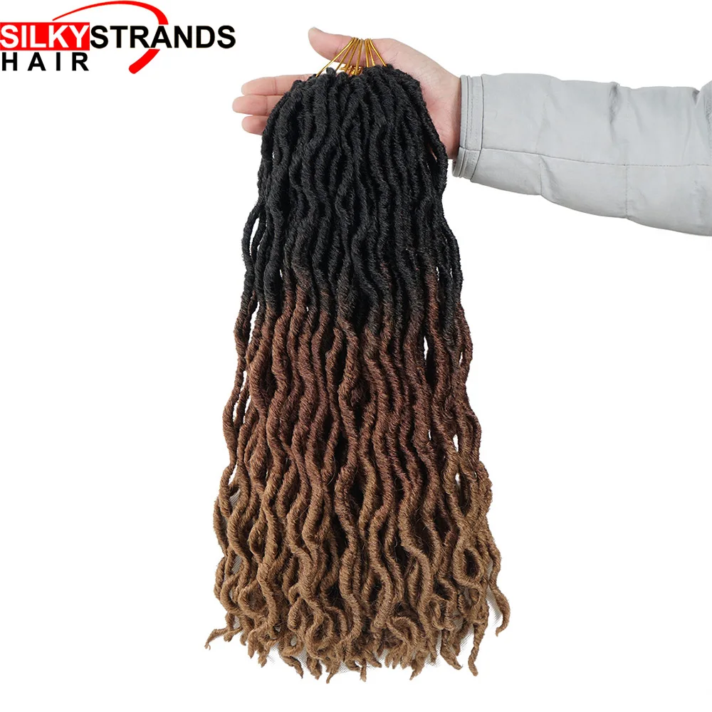 Ombre Goddess Faux locs волосы шелковистые пряди крючком косы три тона 20 дюймов Синтетические жгуты для вплетания 100 г