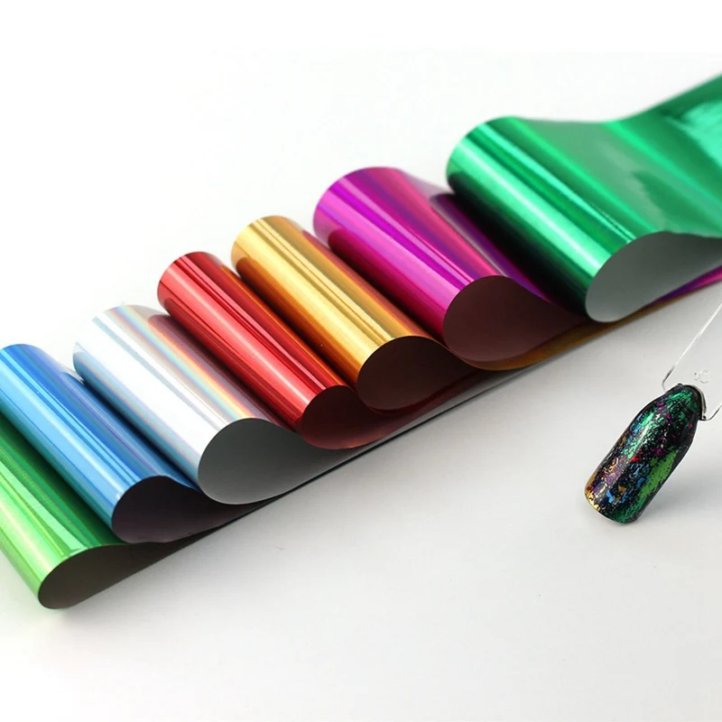 Голографические наклейки для ногтей 7 шт. цветные переводные со звездами