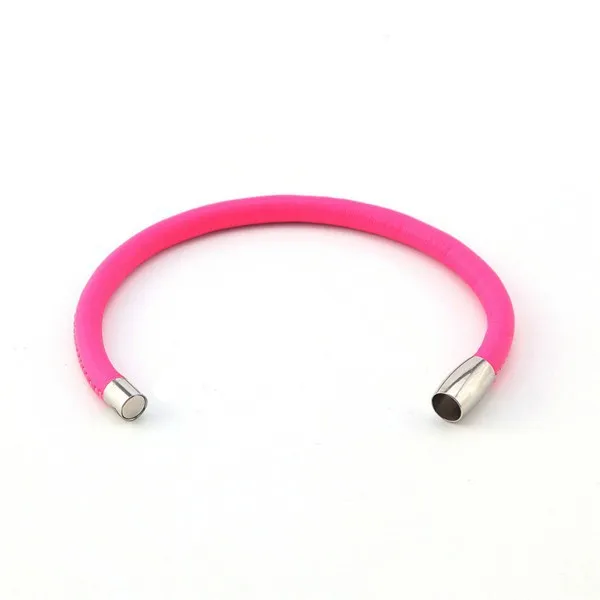 Vinnie дизайн замкнутый кожаный браслет двойной розовый Красный Нержавеющая сталь