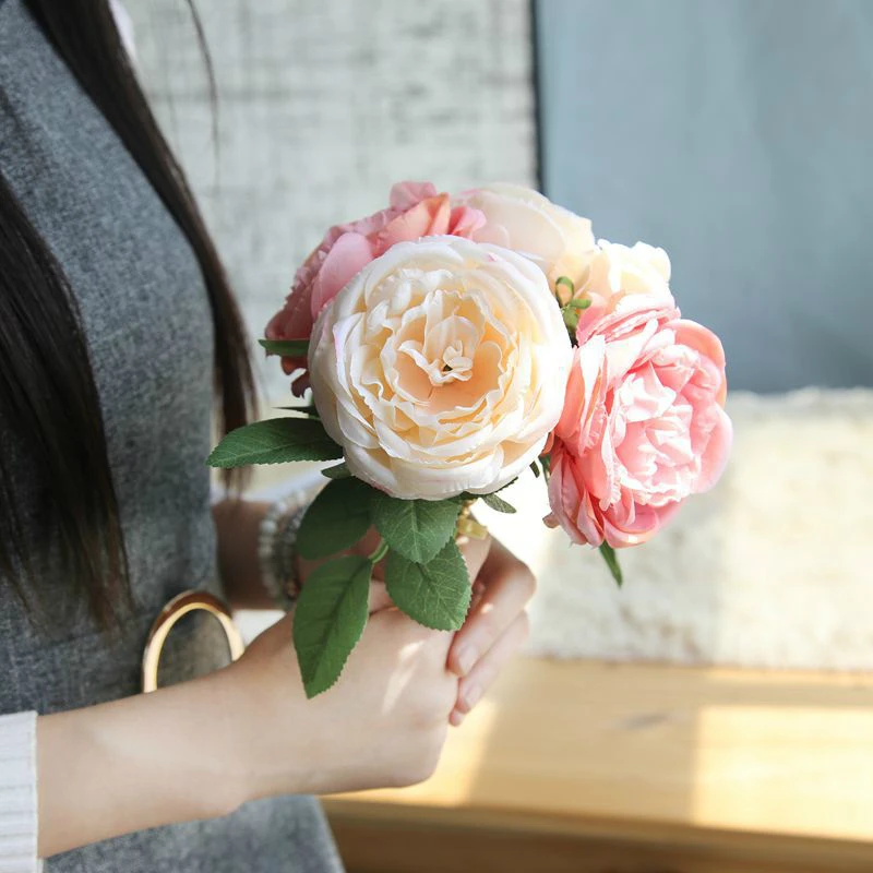 Wedding Decoration Artificial Rose Flowers 1 Bouquet DIY Party Home Decor Simulation Purple Pink Roses | Дом и сад