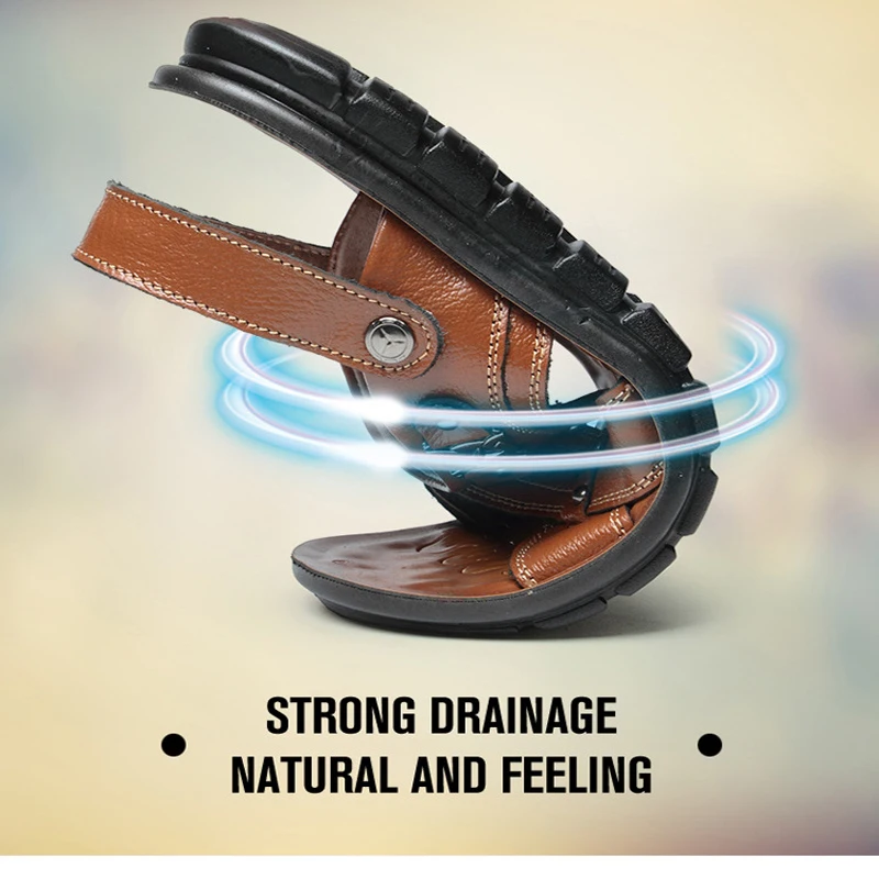 Мужские сандалии в рыбацком стиле мягкие летние туфли из натуральной кожи на