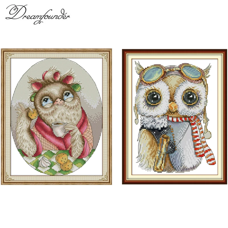 

Owl Series cross stitch kit aida 14ct 11ct count print canvas stitches embroidery DIY handmade needl