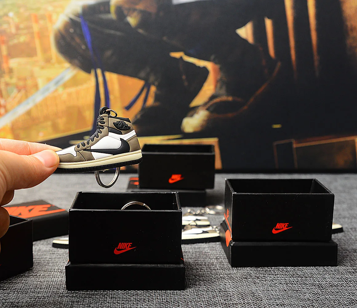 Индивидуальный DIY Jordan Air Jordan 1 2D резиновая модель кроссовок Брелок сумка коробка кулон пара Кукла аксессуар