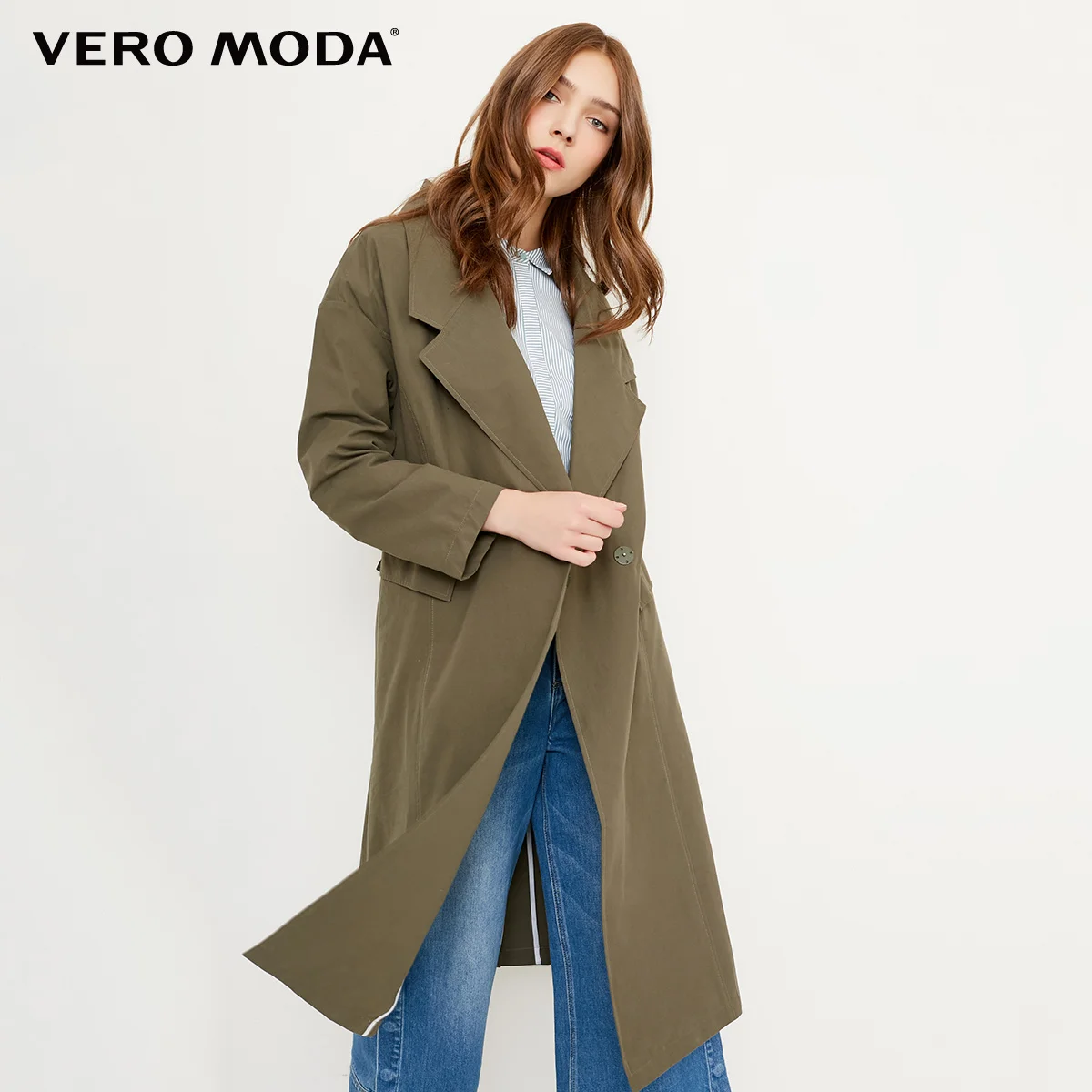 Safari Vero Moda OL стиль с короткими рукавами чистый Женский штормовка пальто | 318121501 - Цвет: Safari