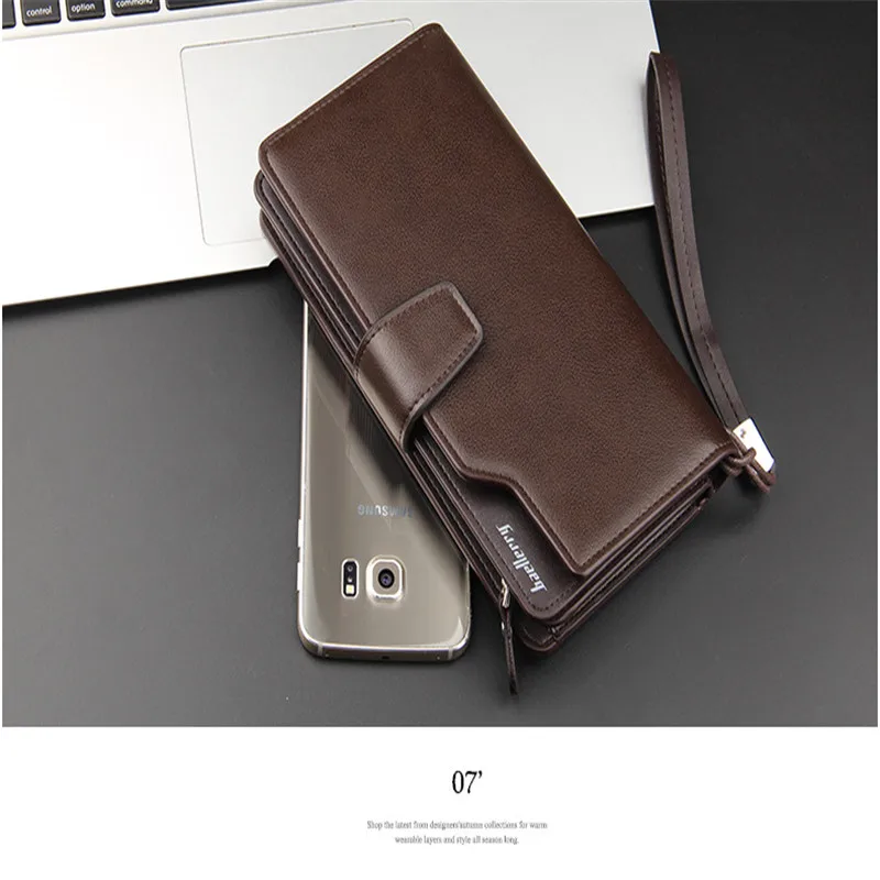 

Baellerry Long Men Wallets Top Quality Male Clutch Phone Bag Leather Men Big Capacity Wallet Men Purse Zipper Coin Pocket