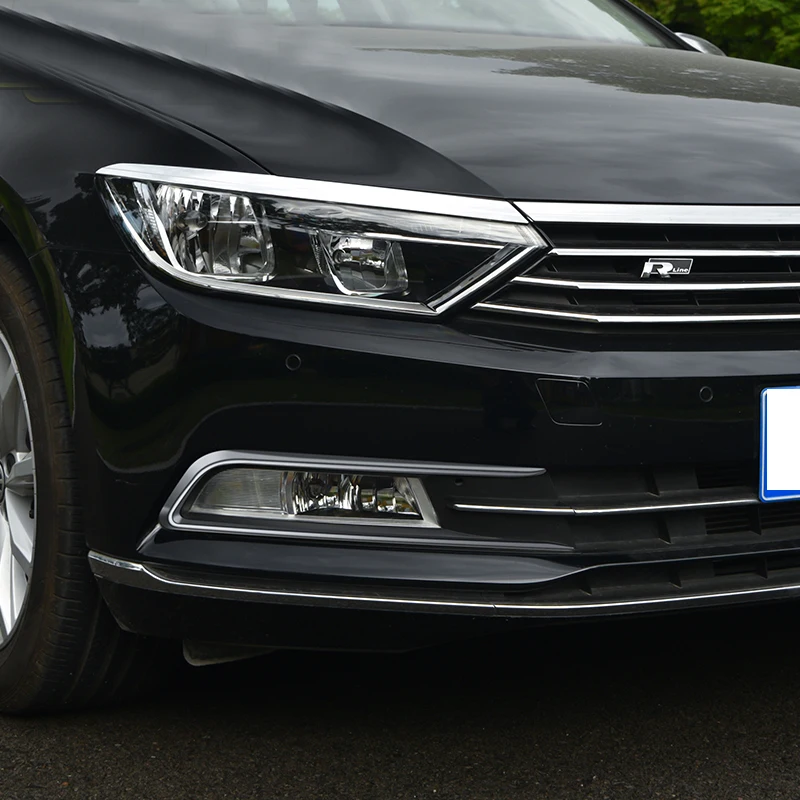 Для Passat B8 хром из нержавеющей стали передние противотуманные фары светодиодные полосы Passat B8 вариант изменение передняя противотуманная фара рамка аксессуары