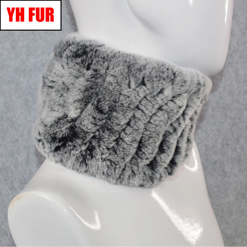 Женский шарф-Кольцо из кроличьего меха Rex зимний теплый мягкий эластичный