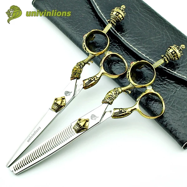 set leather case " king design, высококачественные ножницы для волос, Парикмахерские филировочные ножницы, японская Парикмахерская ножницы coiffure - Цвет: set leather case