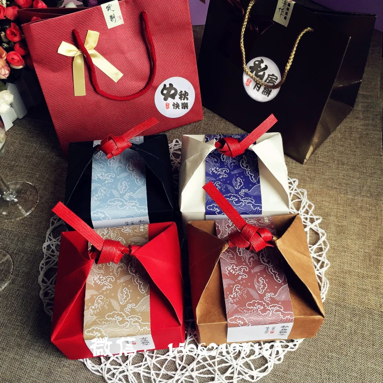 Крафт бумажная коробка 3 размера 4 цвета Винтажный дизайн с ручкой Подарочная для