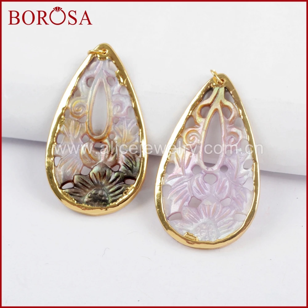 BOROSA 10 шт. оптовая продажа Радужный корпус резной Шарм слеза натуральный