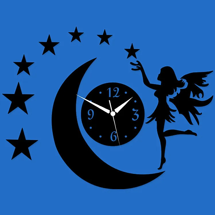 Free Shipping Wall Sticker Clocks Angel Mirror Surface DIY Clock Personalized Kid's Room Decoration Quartz Mute Acrylic | Дом и сад