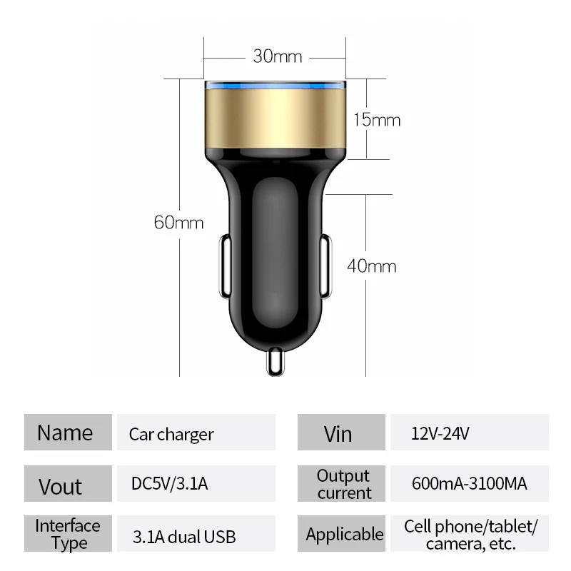 Автомобильное зарядное устройство для прикуривателя с USB 12 24 В универсальный