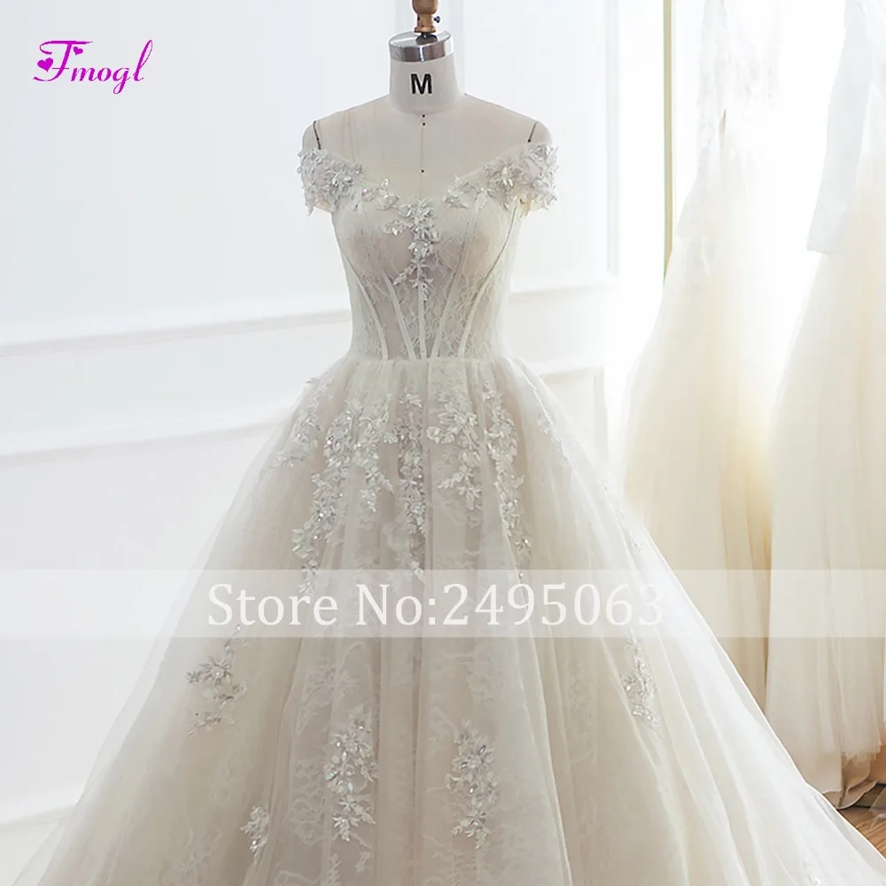 Fmogl Vestido de Noiva с аппликацией бисером и рукавами-крылышками кружевное