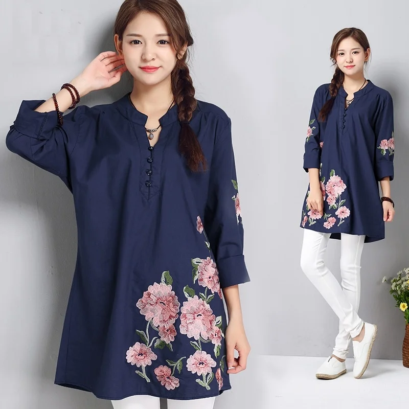 Женские топы весна лето 2019 блузка в восточном стиле рубашка китайском и блузки