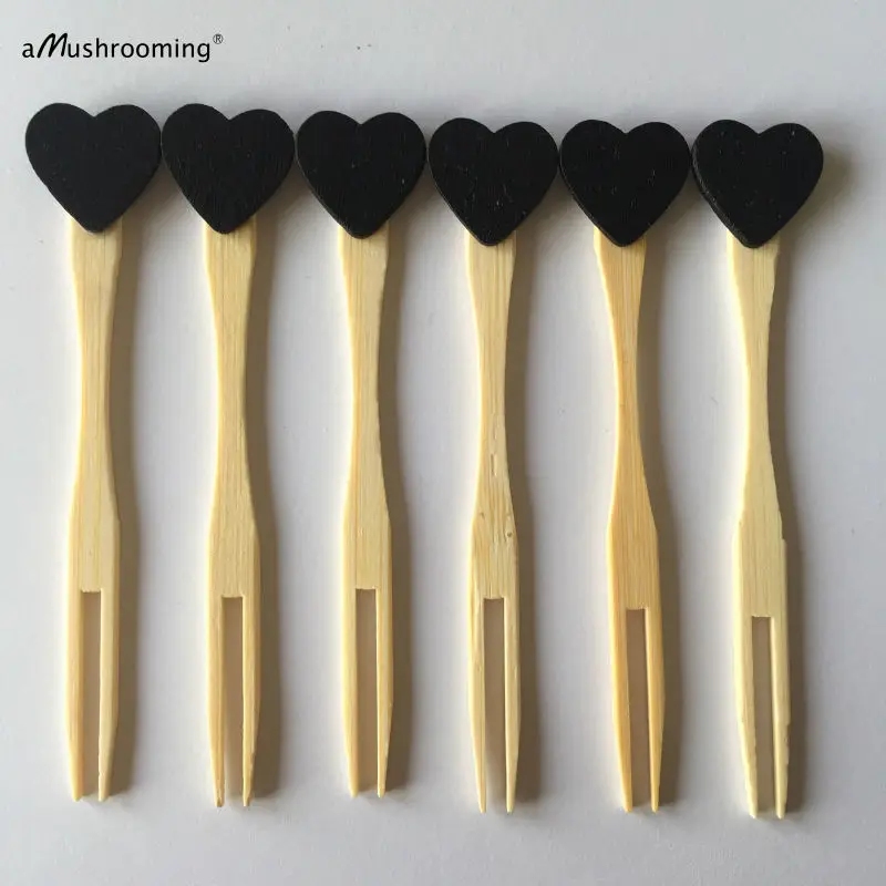 (25 шт./лот) Бамбуковые партии Фруктовые палочки с сердцем прикрепляемые кексы