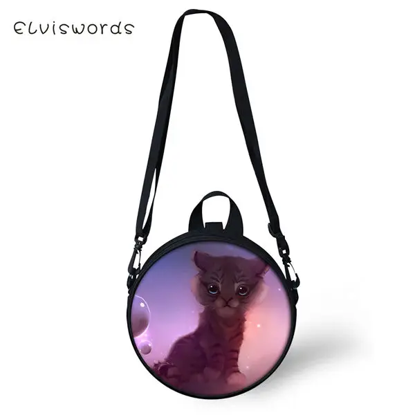 CDWX1144I ELVISWORDS Women Round Shape Crossbody Bags Dreamastic Cats Prints Cute Girls Small Purses Kawaii Pattern Women Shoulder Bags - Цвет: CDWX1144I